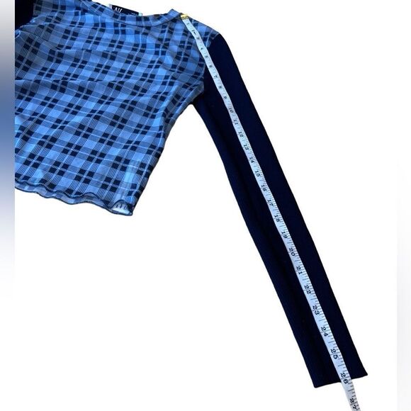 Zara contrast navy blue knit sweater sheer size medium - Picture 9 of 10